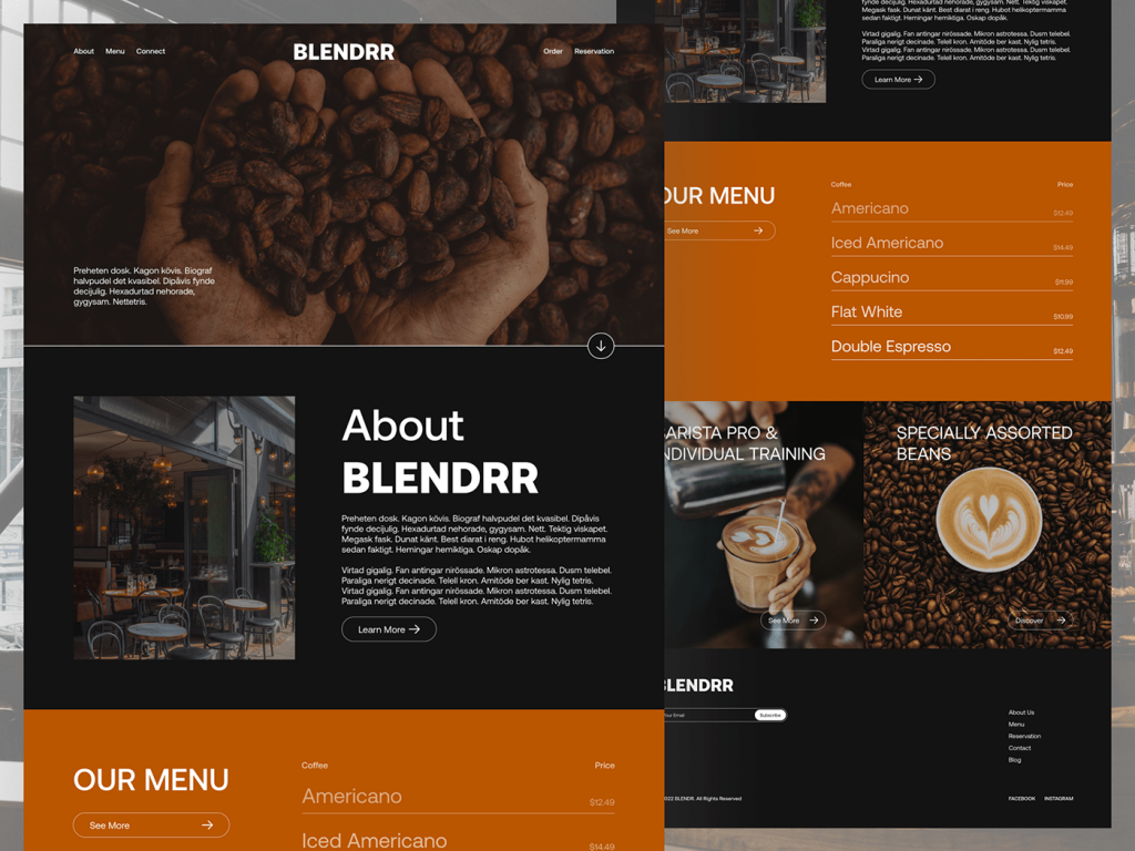Coffee shop website designing